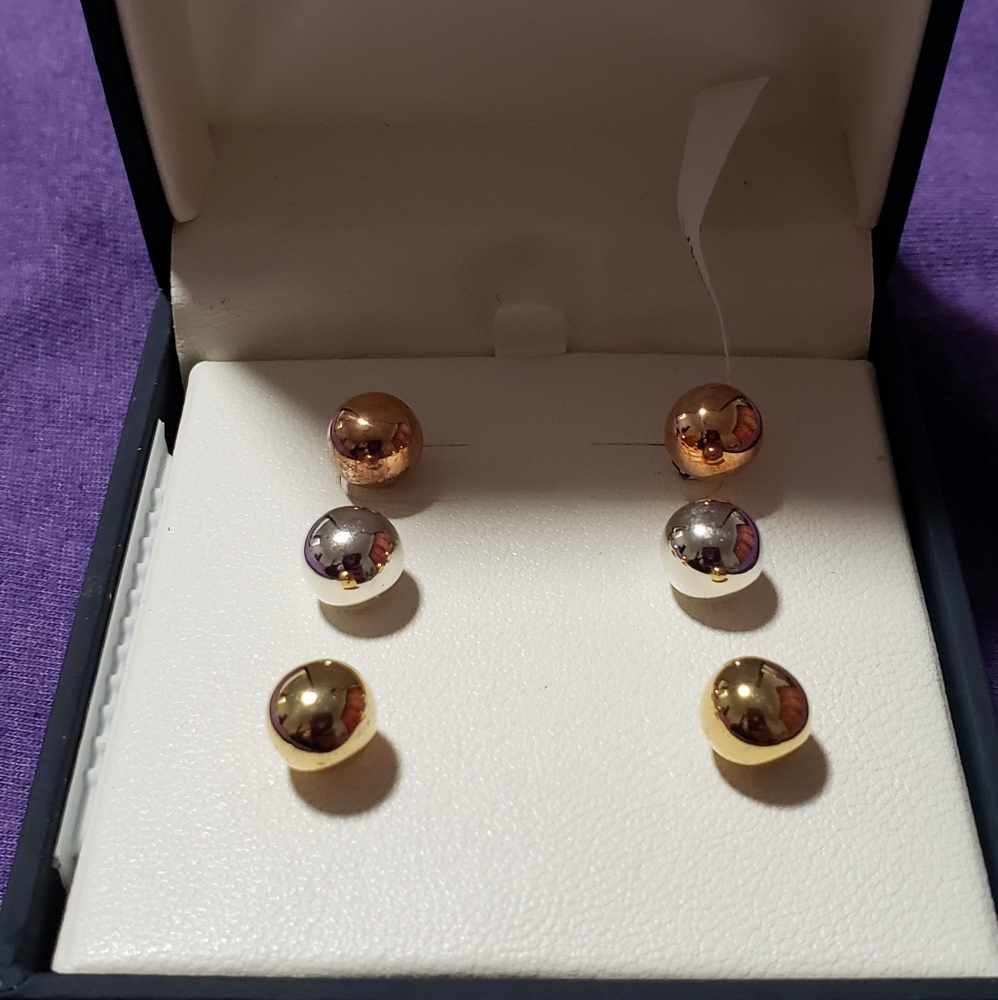 Agento Vivo Sterling Silver Ball Studs Earrings - Picture 2 of 8